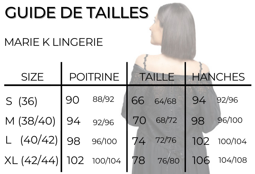 Marie K Lingerie Guide des tailles